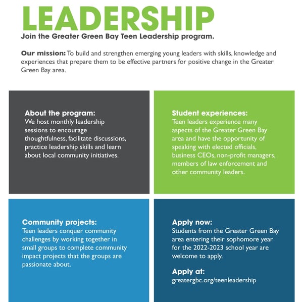 Join the Greater Green Bay Chamber's teen leadership program
